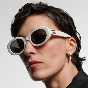 Celine Triomphe Oval CL40194U 25A Women Sunglass White Gold Made in Italy